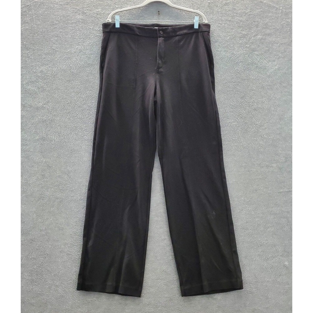 Athleta Women Pants 14 Black Wide Leg Pockets High Rise Nylon 32 in Inseam